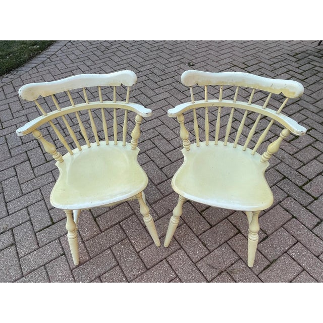 Light Yellow Vintage Ethan Allen Comb Chairs For Sale - Image 8 of 12