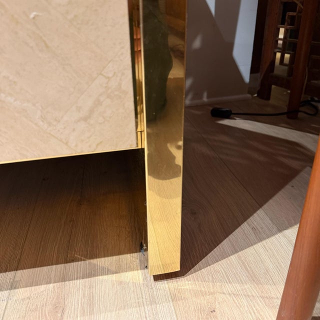 Late 20th Century Postmodern Ello Travertine and Brass Credenza, Attributed For Sale - Image 11 of 12