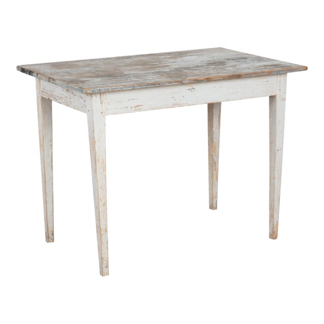 19th Century Original Gray Painted Swedish Pine Side Table For Sale