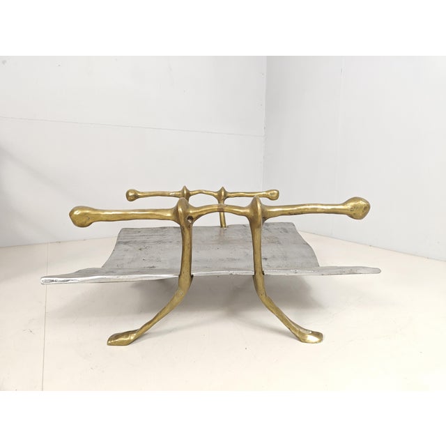 1980s Magazine Rack in Bronze and Aluminium by David Marshall, 1980s For Sale - Image 5 of 11