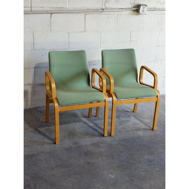 Mid 20th Century Pair of Danish Modern Bentwood Armchairs With Sage Green Upholstery For Sale In Los Angeles - Image 6 of 8