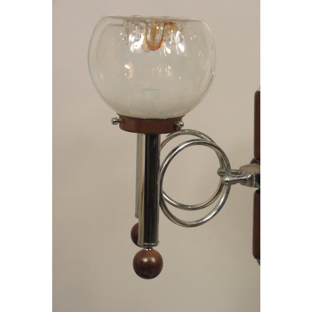 1970s 1970s Italian Mazzega Glass Chrome Chandelier For Sale - Image 5 of 12