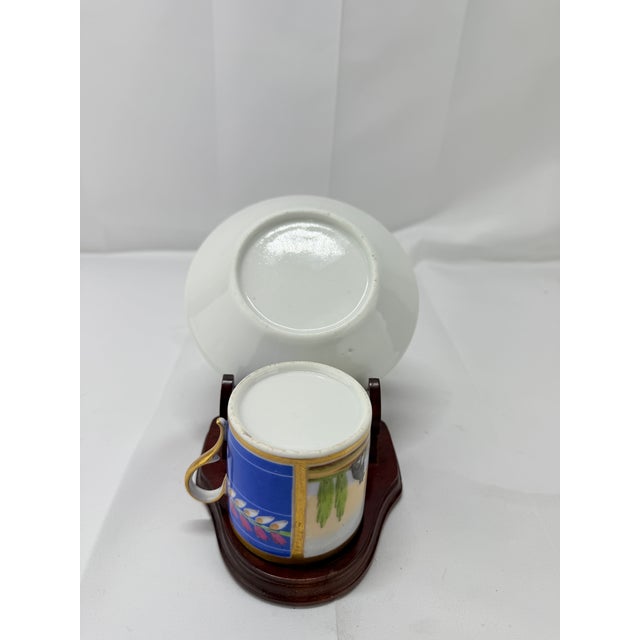 Blue 19th Century, Old Paris Neoclassical Cup & Saucer Set Young Man W/ Dog For Sale - Image 8 of 8