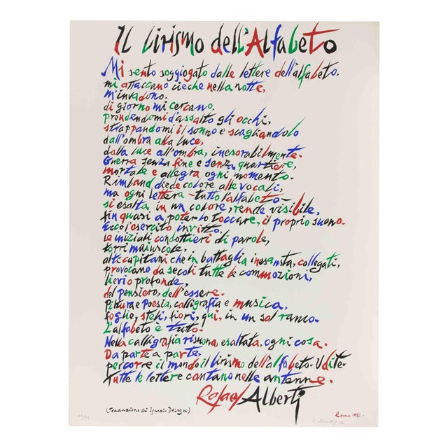 Rafael Alberti, The Lyricism of Alphabet, 1972, Lithograph For Sale