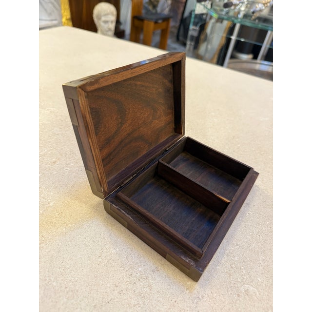 Wood Mid-Century Wood Box With Brass Inlays, 1960s For Sale - Image 7 of 8