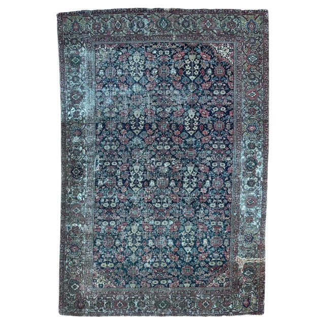 Antique Distressed Farahan Rug, 1890s For Sale