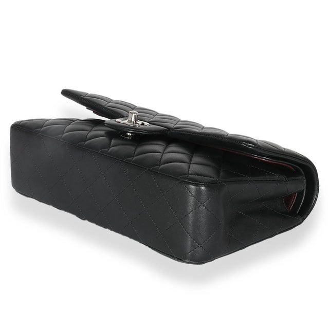 Animal Skin Black Quilted Lambskin Medium Classic Double Flap Bag For Sale - Image 7 of 9