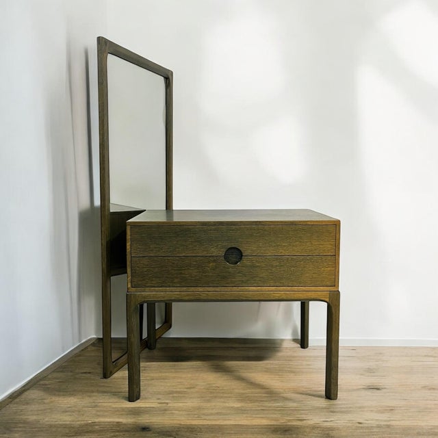 Oak Chest of Drawers with Wall Mirror by Aksel Kjersgaard for Odder Møbelfabrik, Denmark, 1960s, Set of 2 For Sale - Image 12 of 12
