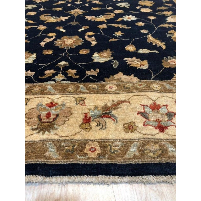 Contemporary 7x8 Blue Hand-Knotted Wool Floral Symmetry Classic Traditional Modern Carpet Rug For Sale - Image 3 of 4