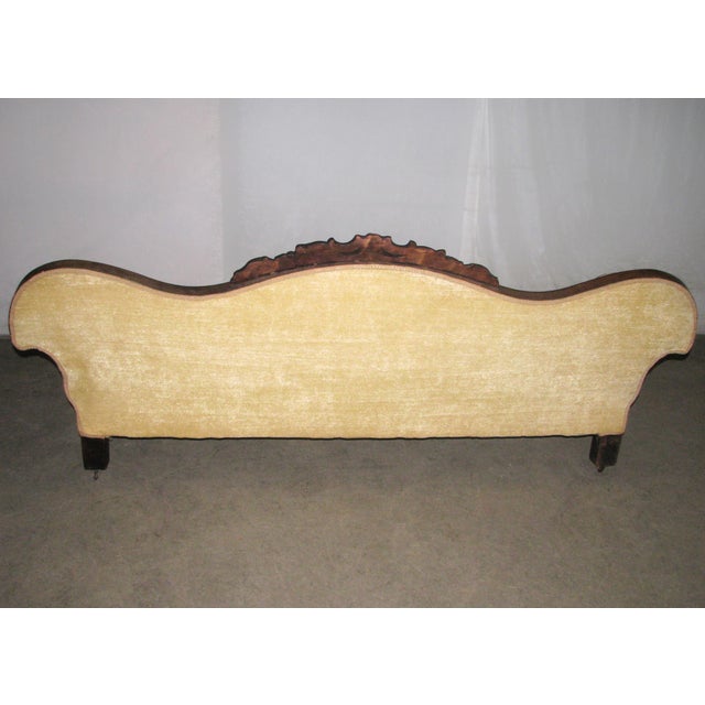 Early 20th Century Victorian Revival Tan Velvet Carved Wood Sofa For Sale - Image 13 of 14