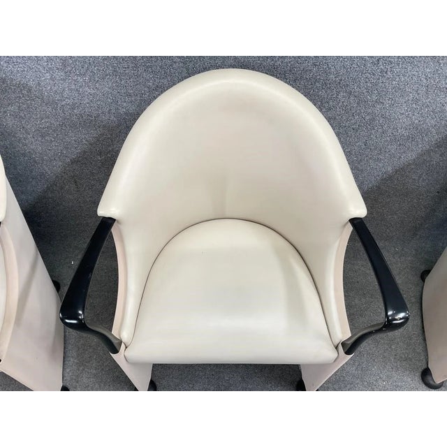 Cream Luigi Origlia Tronetto Armchairs, Italian Postmodern (Set of 5) | Sculptural Cream Dining Chairs | 1990s Italy Palm Beach Regency Style For Sale - Image 8 of 14