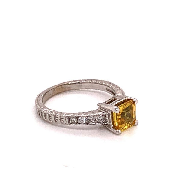 Diamond Yellow Sapphire Ring 14k Gold 1.66 Tcw Women Certified, Size 6.5 For Sale - Image 10 of 11