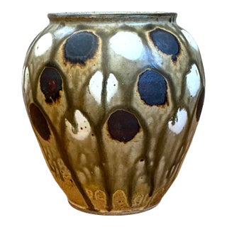 Vintage Handcrafted Polka Dot Ceramic Vase For Sale