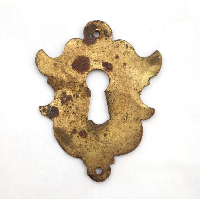 Pair of Vintage Brass Flourish Keyhole Covers For Sale - Image 4 of 4
