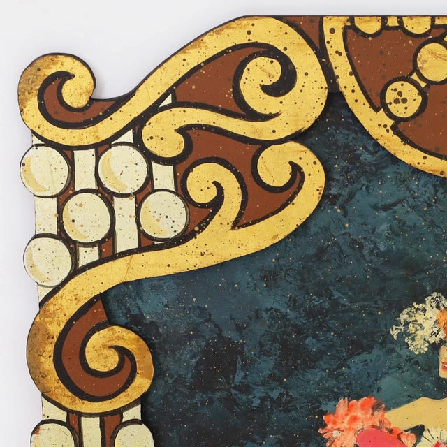 Boho Chic Two Acrylic Paintings on Board of a Cabaret Dancer and Poker Player For Sale - Image 3 of 13