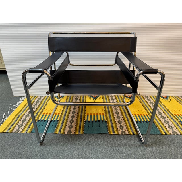 Wassily Leather + Chrome Chair, Reproduction For Sale - Image 13 of 14