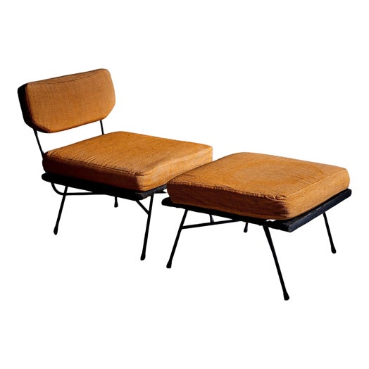 Set of Elettra Lounge Chair with Ottoman attributed to Studio BBPR for Arflex, 1960s For Sale