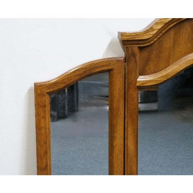 Bassett Furniture Solid Oak Traditional American Colonial Revival 56" Tri-View Mirror 2085-246 For Sale In Kansas City - Image 6 of 8
