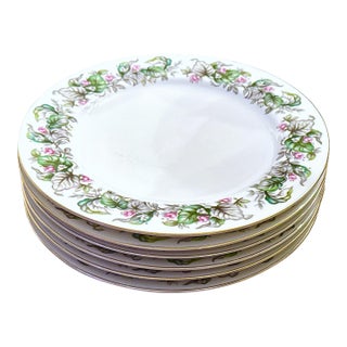 Asian Fairy Blossoms Porcelain Dinner Plates - Set of 6 For Sale