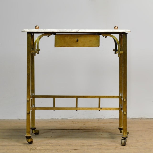 Small Brass Table with Marble Top, 1910s For Sale - Image 15 of 17