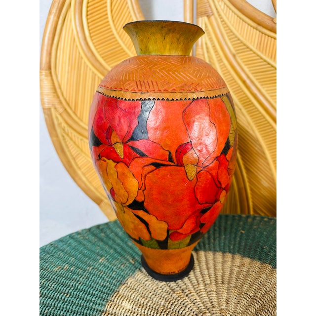 Burnt Orange Art Pottery Vase, Signed For Sale - Image 8 of 9