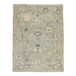 Soft Earth-Tone Turkish Oushak Rug, 09'08 X 12'10 For Sale