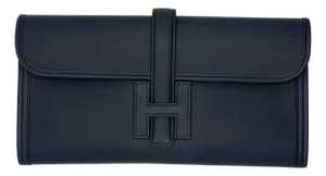 Hermès Jige Elan Leather Clutch Night Blue 29