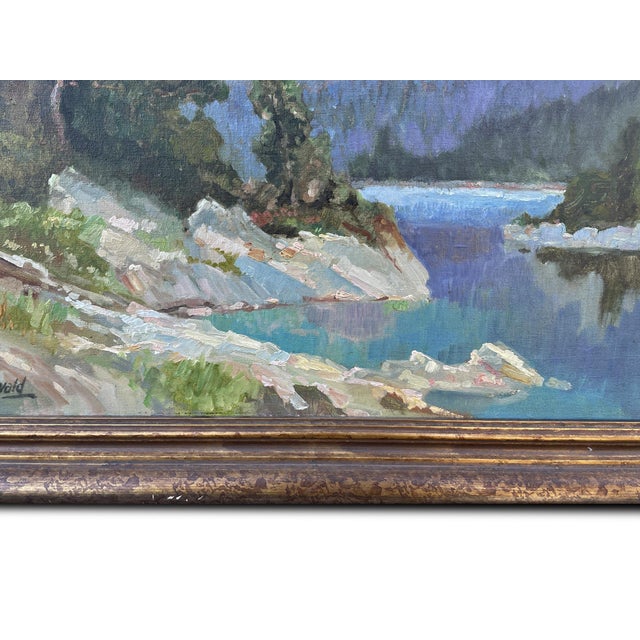 Pink Eibsee and Zugspitze, Herzberg-Schönwald, 1923, Oil on Canvas For Sale - Image 8 of 17