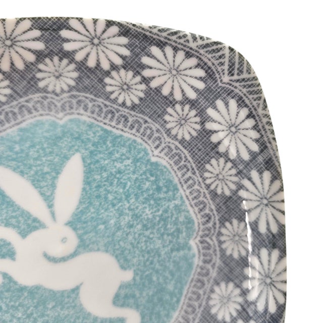Vintage Kotobuki Japan Rabbit Square Plates, Set of 2, 8.75" For Sale - Image 9 of 12