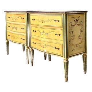 Vintage Hand-Painted Wood Chest - A Pair For Sale