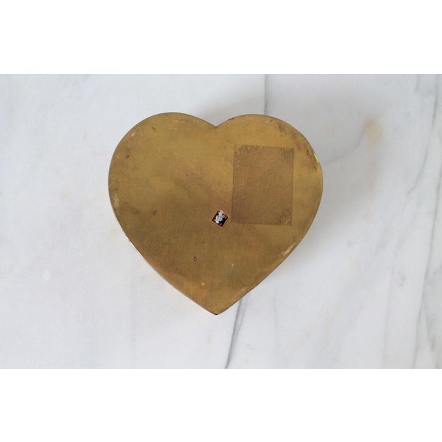 Vintage Brass Heart Shaped Trinket Box For Sale - Image 10 of 10