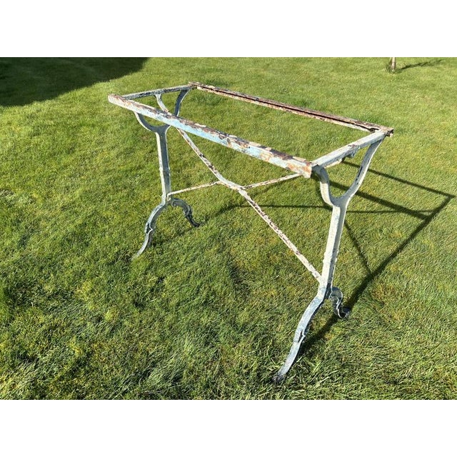 French Marble Topped and Cast Iron Bistro Table For Sale - Image 5 of 8