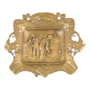 Antique Victorian Bronze Figural Bowling Alley Saloon Pin Rat Tankard Cigar Ashtray