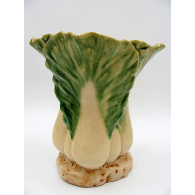 Vintage Ceramic Bok Choy Cabbage Figural Majolica Planter Vase For Sale - Image 4 of 11