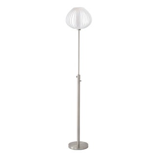Bloom Torchiere Floor Lamp 72" H - Satin Nickel, White Satin Shade, Dimmable, Bulb Included For Sale