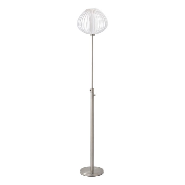 Bloom Torchiere Floor Lamp 72" H - Satin Nickel, White Satin Shade, Dimmable, Bulb Included For Sale