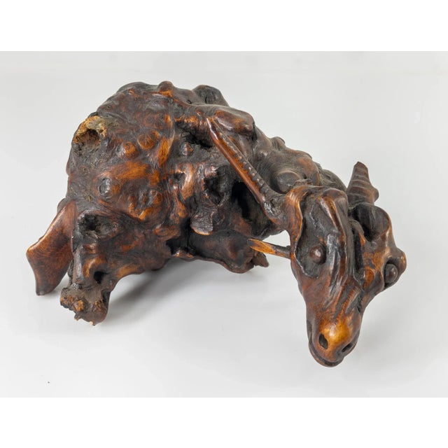 Brown 19th Century Chinese Carved Rootwood Ox Buffalo Figure For Sale - Image 8 of 8