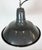 Metal Industrial French Black Enamel Factory Pendant Lamp, 1960s For Sale - Image 7 of 17