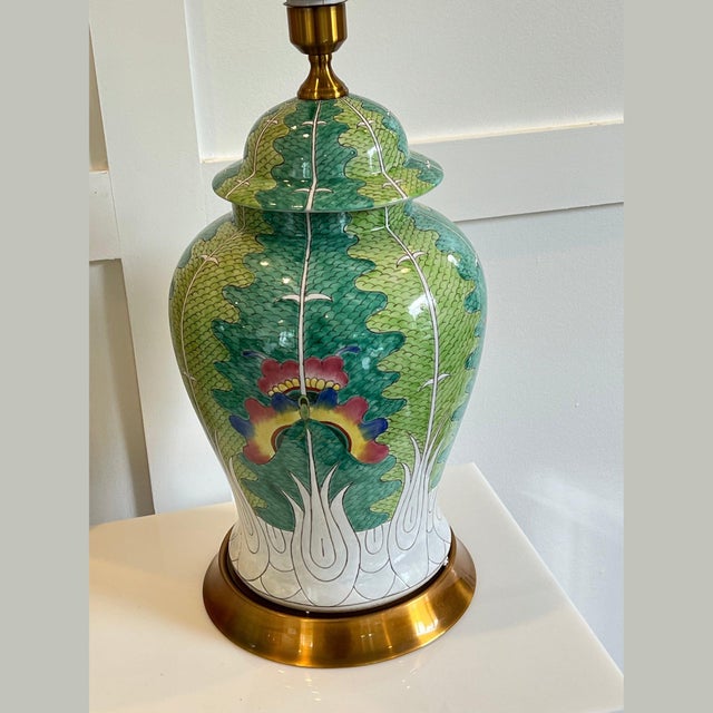 This&nbsp;large Bok Choy porcelain statement lamp is a masterwork of hand-painted Jingdezhen porcelain, distinguished by...