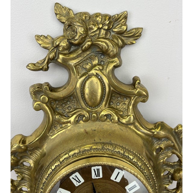 Vintage French style Wall Clock in Brass For Sale - Image 4 of 12