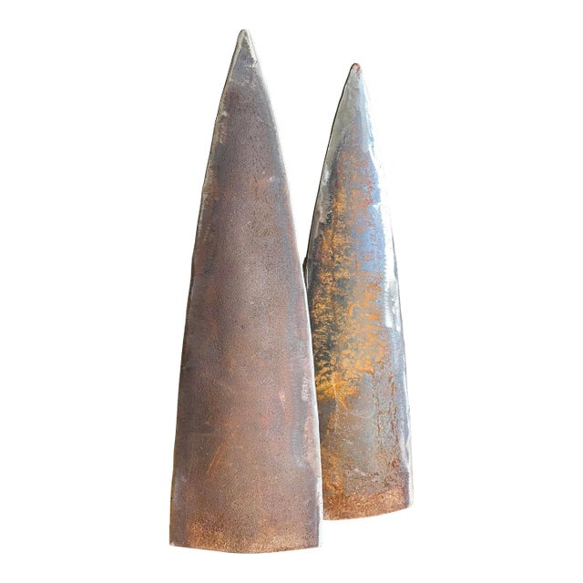 Industrial Steel “Fin” Sculptures, a Pair For Sale