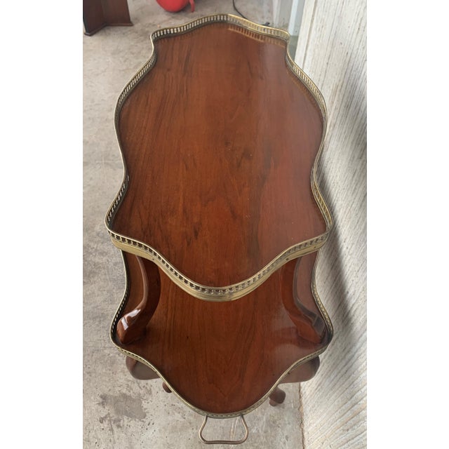 French Mahogany Brass Two-Tier Side or Coffee Table For Sale - Image 6 of 8