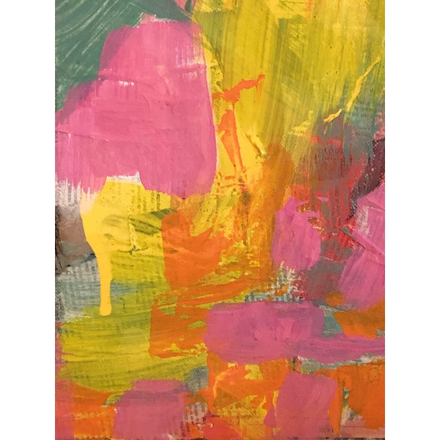 This composition is expressive, festive and bursts with color. Acrylic and mixed media over vintage dictionary pages on...