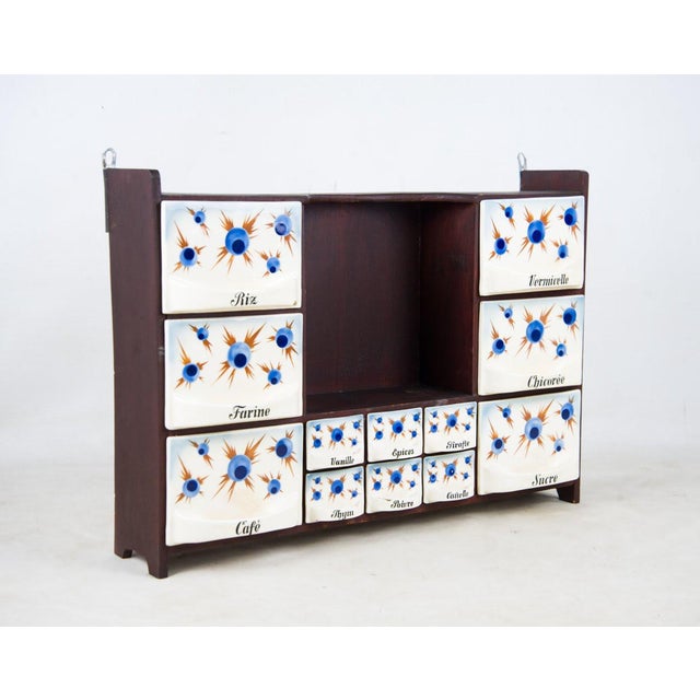20th Century Antique French Ceramic And Wood Spice Rack Chairish