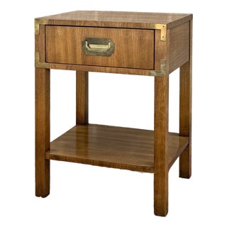 Vintage Dixie Campaigner Collection Campaign Pecan 1 Drawer Nightstand With Open Shelf For Sale