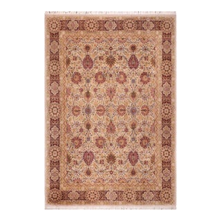 1990's Floral Pak-Persian Tan/Drk. Red Wool Rug - 10'1'' X 14'3'' For Sale