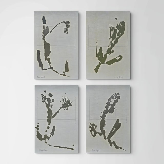 A captivating series of four original abstract botanical paintings by Diane Grant, these works reinterpret the language of...