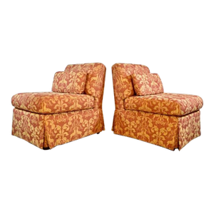 Billy Baldwin Style Large Scale Skirted Slipper Chairs