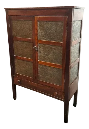 19thc Wooden Pie Safe W/ Punched Tin Stars
