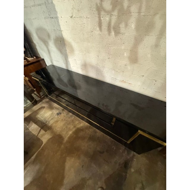 Wood Jean Claude Mahey Design Black Laquer and Brass Sideboard For Sale - Image 7 of 8